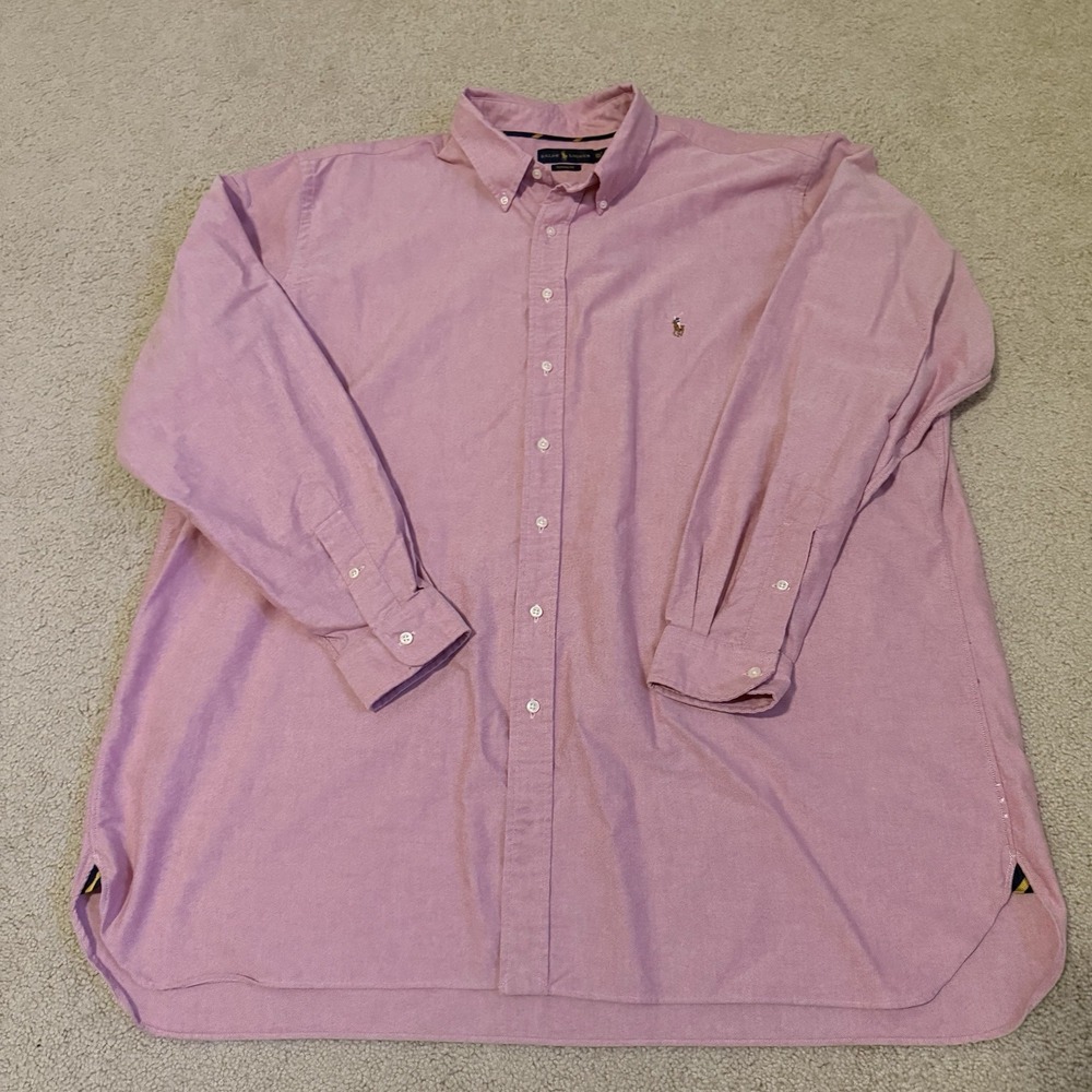 Ralph Lauren Button Down Shirt Mens 3XLT Big Tall Pink Red Classic Fit Pony
